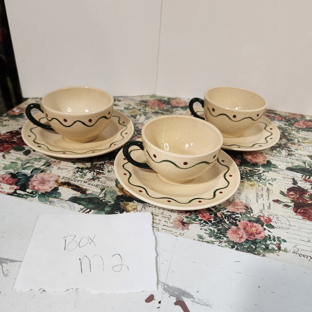 Metlox Poppytrail California Provincial Cups Saucers Set of 3 Hand Painted